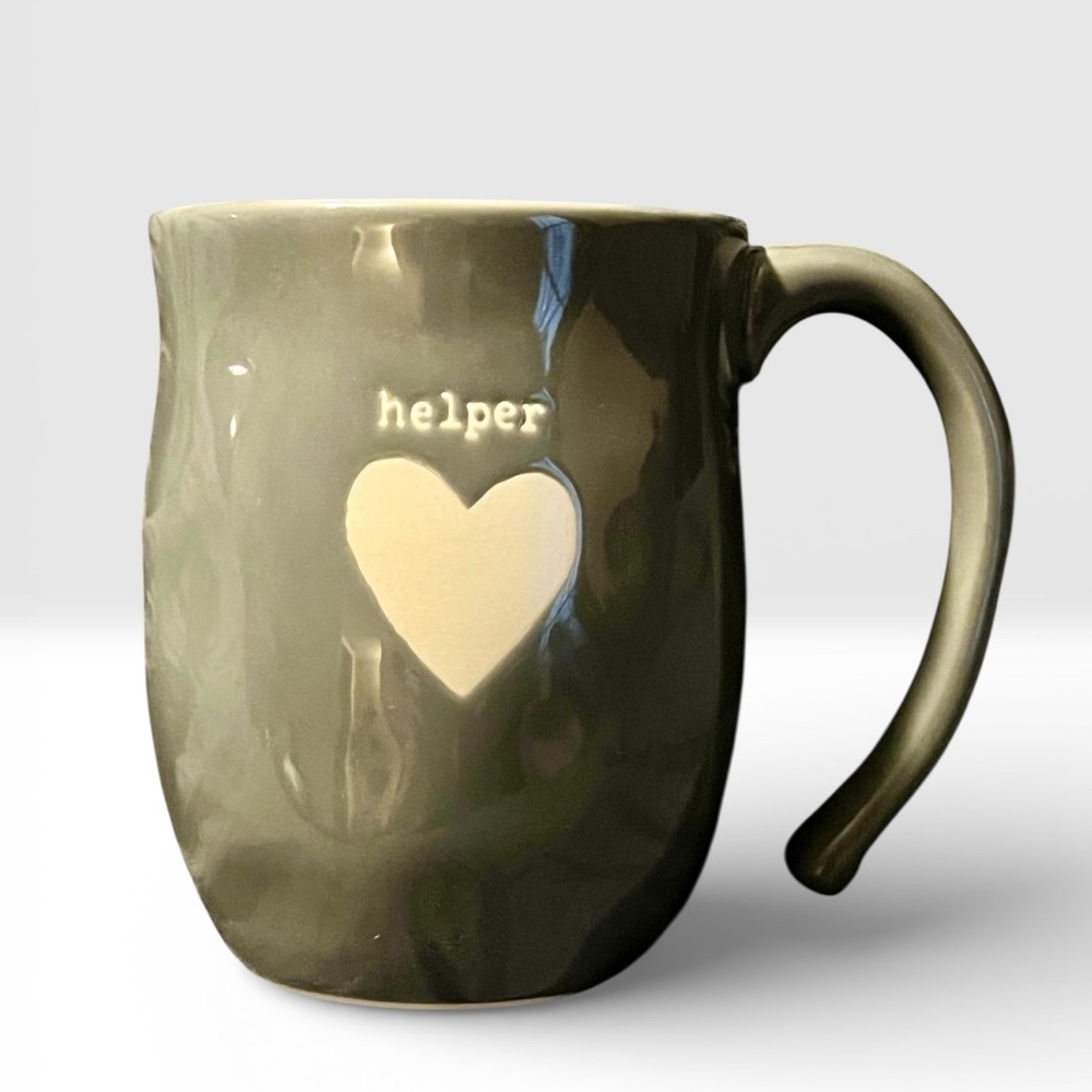 Gray Mug with Helper & Heart design and Cover